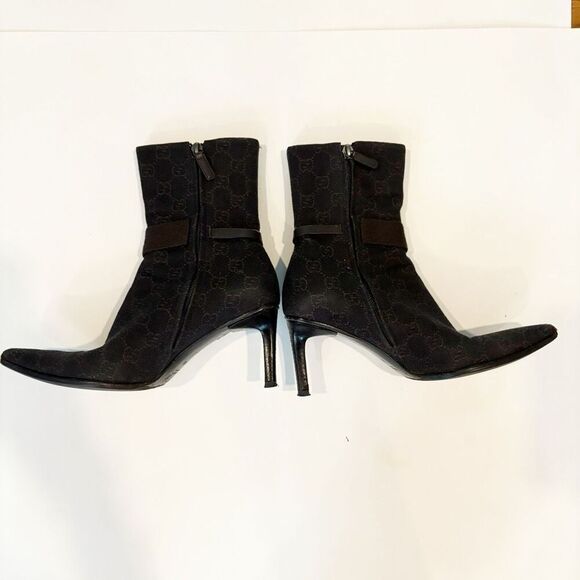 Gucci Fabric Ankle Boots Cloth Size 7.5 Brown *FLAW - Picture 3 of 8